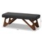 Baxton Studio Rika Grey Upholstered Walnut Brown Finished Boomerang Bench 158-9777 - alternate 7